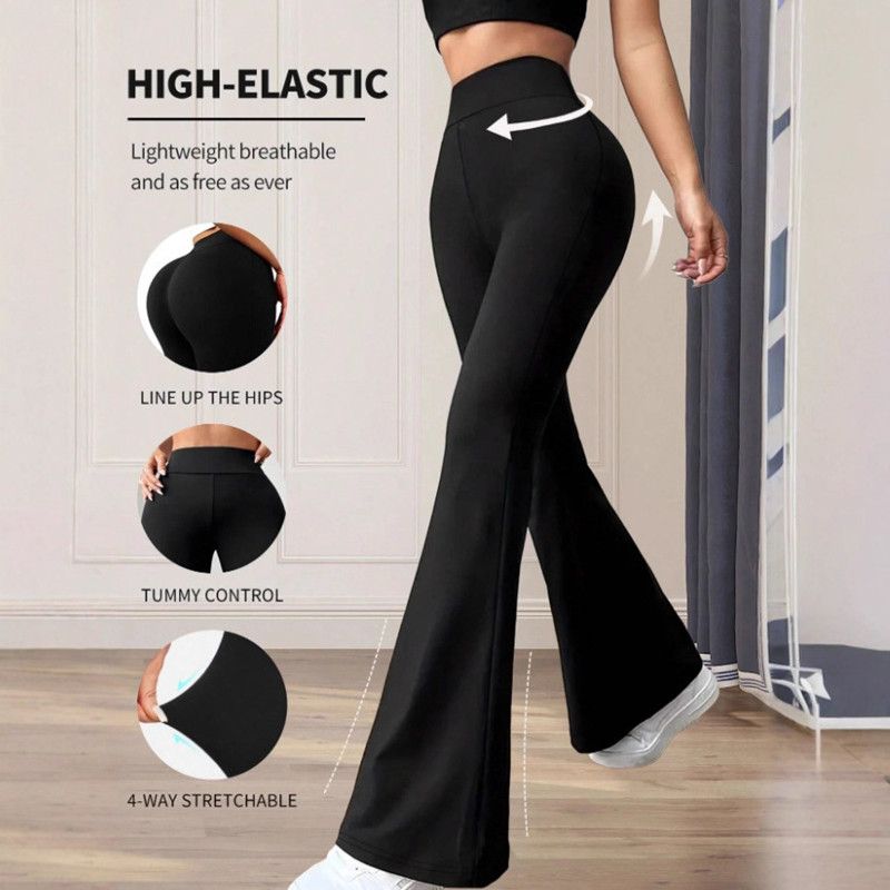 Spring Autumn High Waist High Elastic Black Flared Pants Butt Lifting Abdomen Slimming Four-Dimensional Elastic Design Spicy Gir