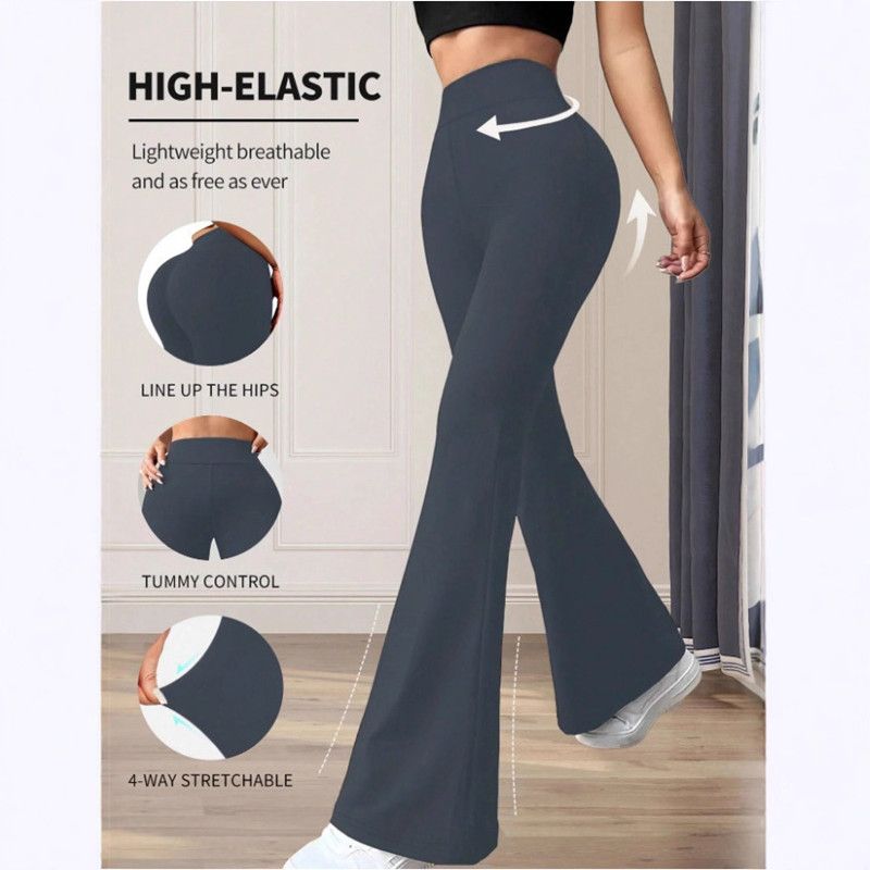 Spring Autumn High Waist High Elastic Black Flared Pants Butt Lifting Abdomen Slimming Four-Dimensional Elastic Design Spicy Gir