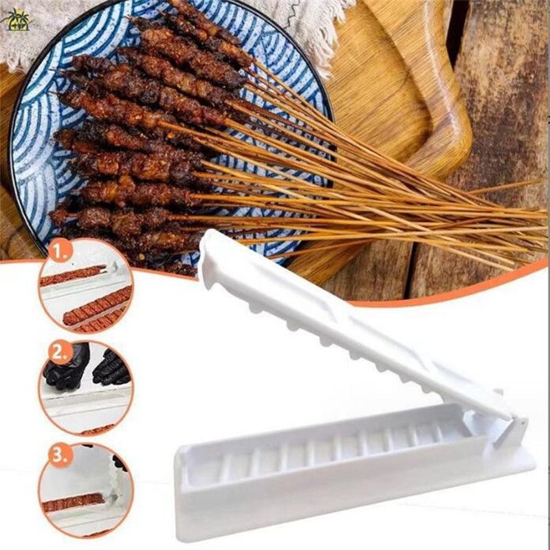1PC Kebab Maker Press Reusable Manual Kebab Press Kabob Mould Plastic BBQ Meat Skewer Machine For Kitchen Accessories