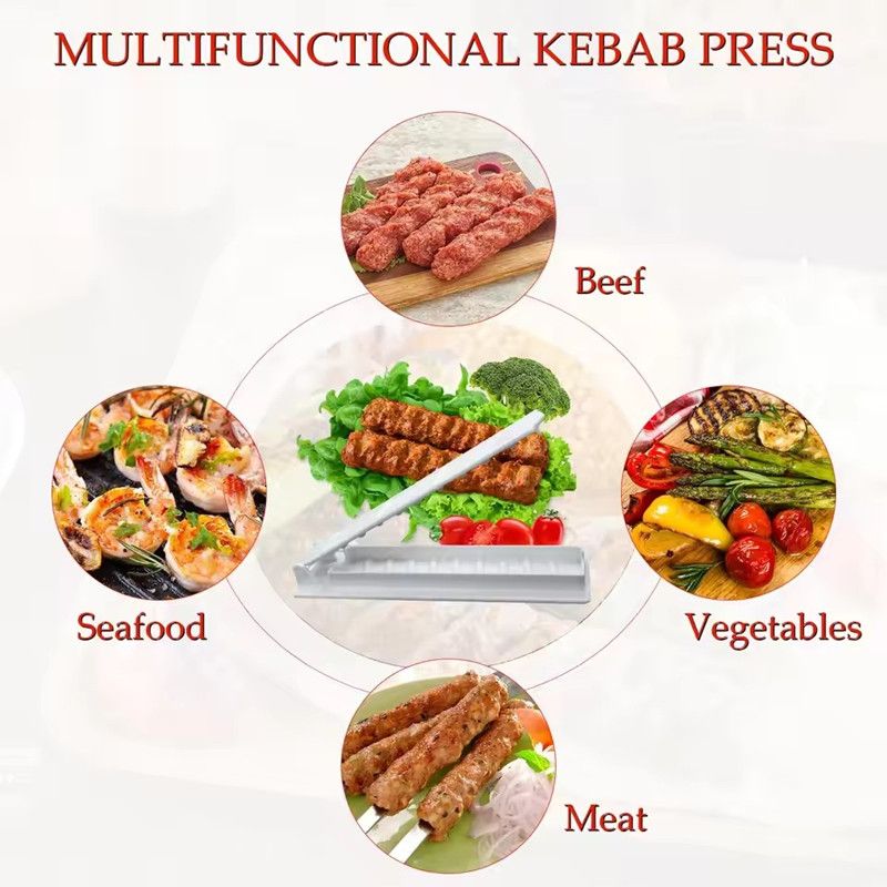 1PC Kebab Maker Press Reusable Manual Kebab Press Kabob Mould Plastic BBQ Meat Skewer Machine For Kitchen Accessories