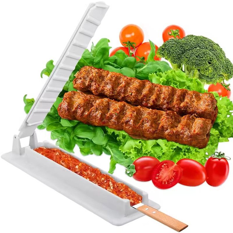 1PC Kebab Maker Press Reusable Manual Kebab Press Kabob Mould Plastic BBQ Meat Skewer Machine For Kitchen Accessories