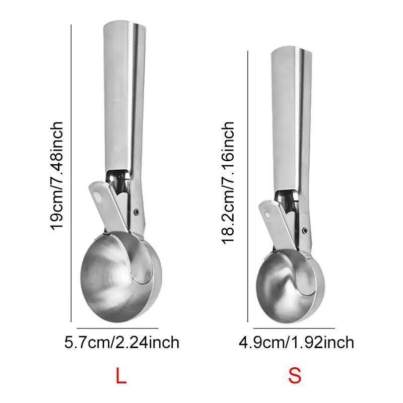 1PC Stainless Steel Dual-purpose Ice Cream Scoop Ice Cream Scooper Multifunctional Fruit Scoop Kitchen Supplies