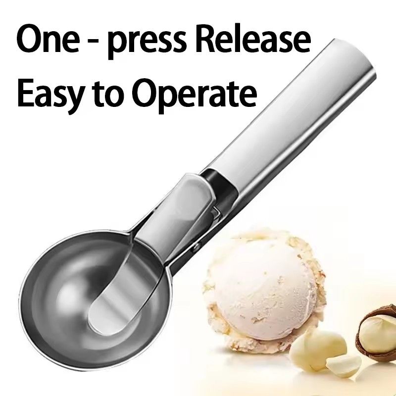 1PC Stainless Steel Dual-purpose Ice Cream Scoop Ice Cream Scooper Multifunctional Fruit Scoop Kitchen Supplies