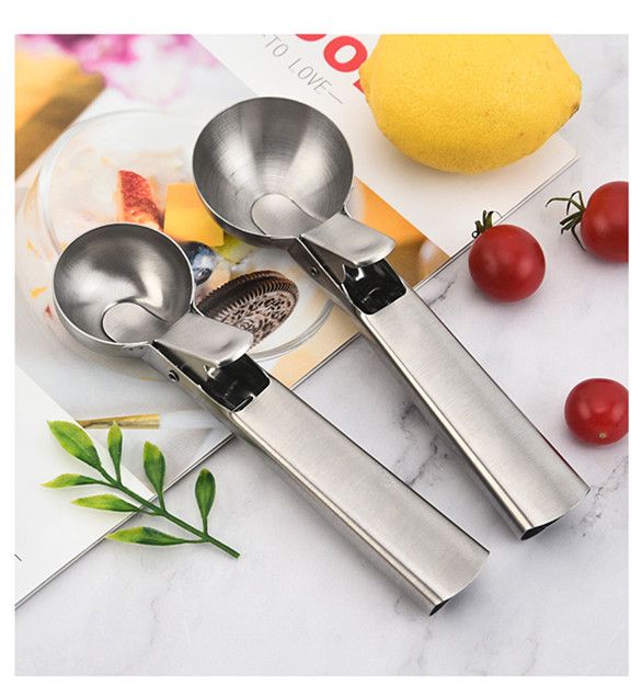1PC Stainless Steel Dual-purpose Ice Cream Scoop Ice Cream Scooper Multifunctional Fruit Scoop Kitchen Supplies