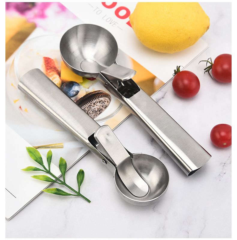 1PC Stainless Steel Dual-purpose Ice Cream Scoop Ice Cream Scooper Multifunctional Fruit Scoop Kitchen Supplies