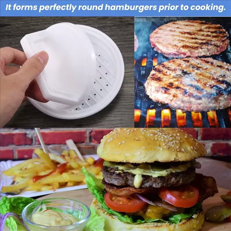 2PCS Round Shape Hamburger Press Food-Grade Plastic Hamburger Meat Beef Grill Burger Press Patty Maker Mold Mould Kitchen Tool