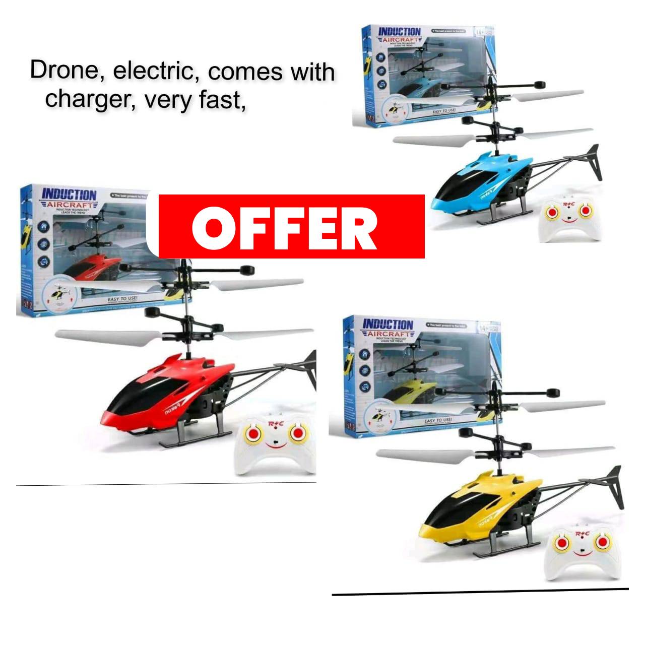 Induction RC Helicopter for Kids - Gesture & Remote-Controlled Flying Toy with LED Lights