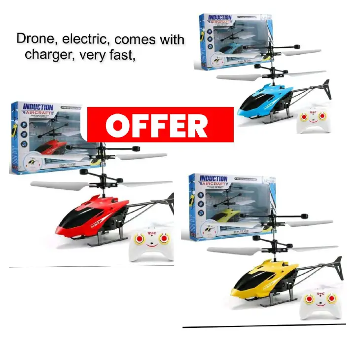 Induction RC Helicopter for Kids - Gesture & Remote-Controlled Flying Toy with LED Lights