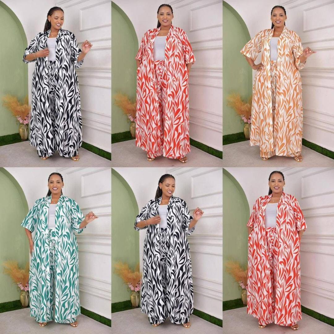 3pcs pants top and kimono