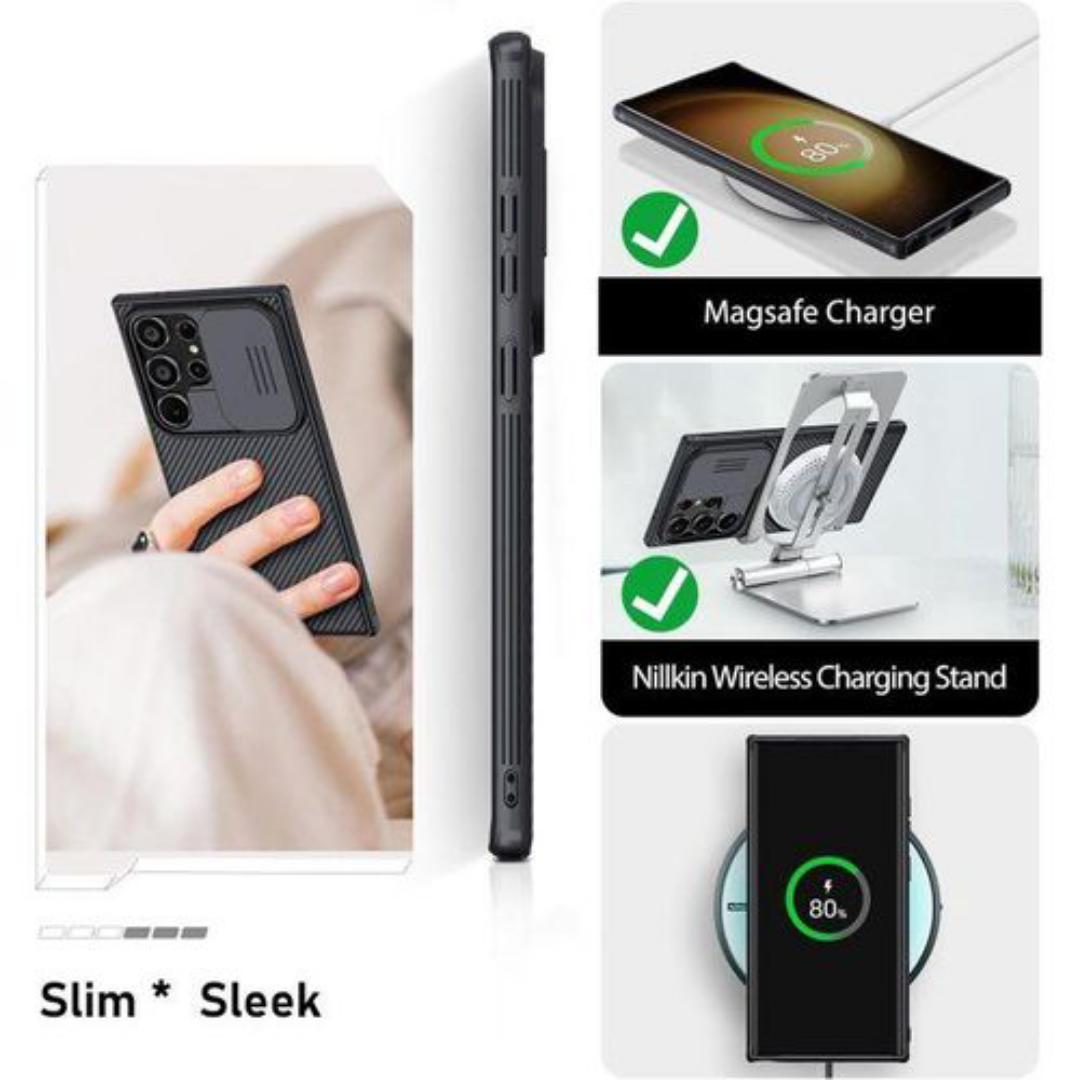 Nilkin Galaxy S25 Ultra Case Pro for Samsung Galaxy S25 Ultra Case with Slide Camera Cover, S25 Ultra 5G Slim Phone Case 2025 6.9'' (Black)