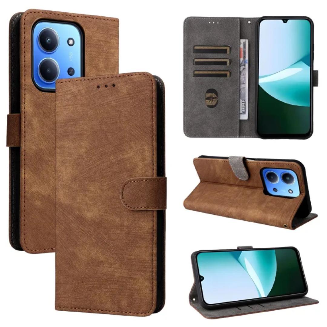 Flip Cover for Xiaomi Redmi 15C, 6.9'' PU Leather Phone Case Full-Body Protection Shockproof [RFID Blocking] Wallet Cover With Hand Strap