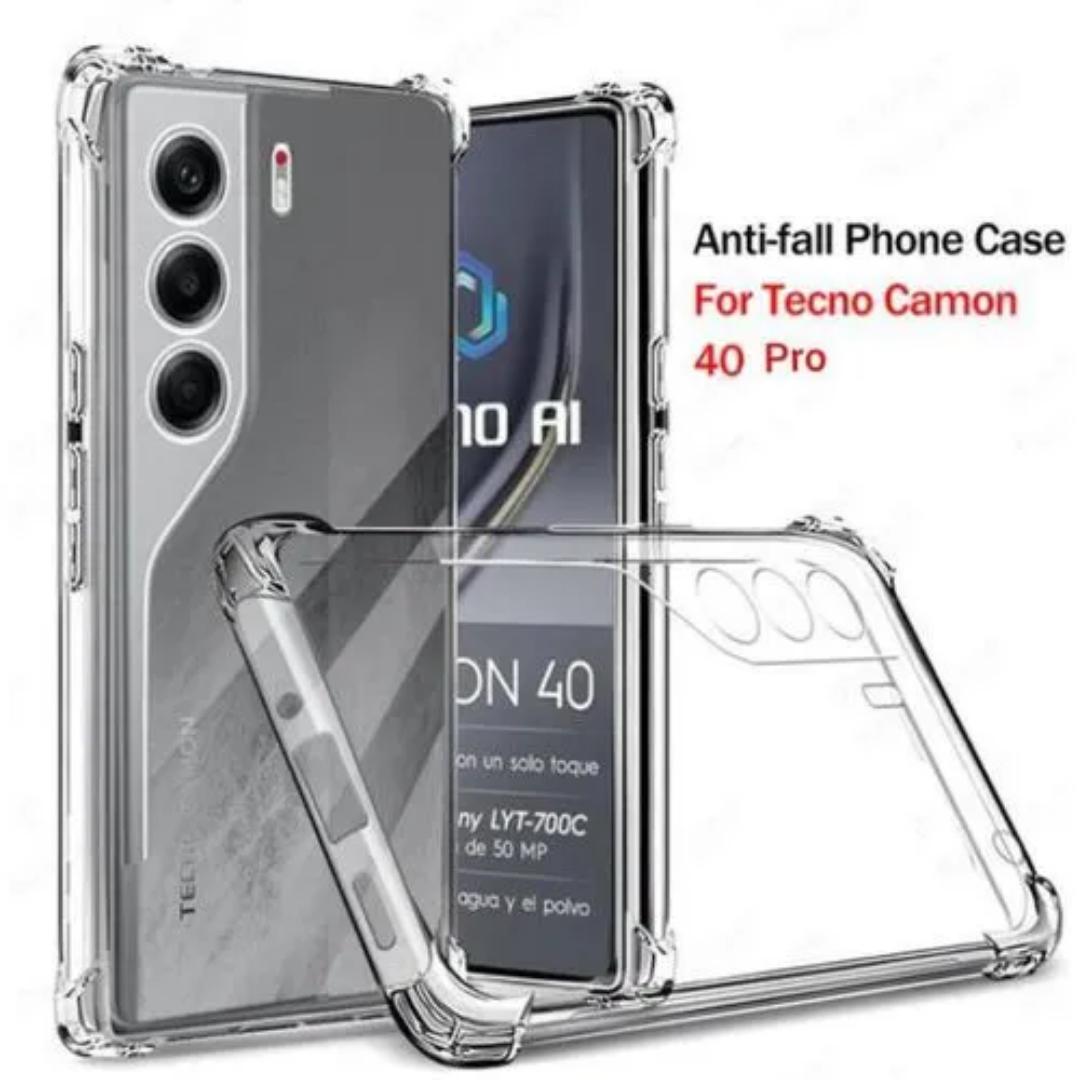 Camon 40 Pro Back Cover Luxury Transparent, Clear And Colorless with Steel Film Shockproof Protection Phone Case/ cove