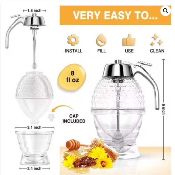 240ml Honey Dispenser with Trigger Handle, Enjoy mess-free mornings and precise pouring every time with this clever honey dispenser.