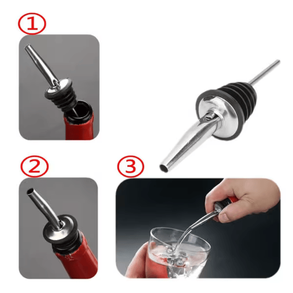 Stainless Steel Liquor Pourer .Achieve a smooth, consistent pour every time with this stainless steel liquor pourer.