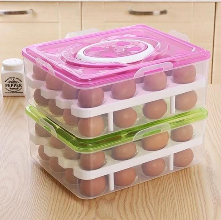 Egg Tray – Holds 32 Eggs, Durable Plastic Egg Holder, , Stackable, Lightweight, Easy to Clean, Space-Saving Design, Ideal for Kitchen Storage, Refrigerators, or Pantry Organization