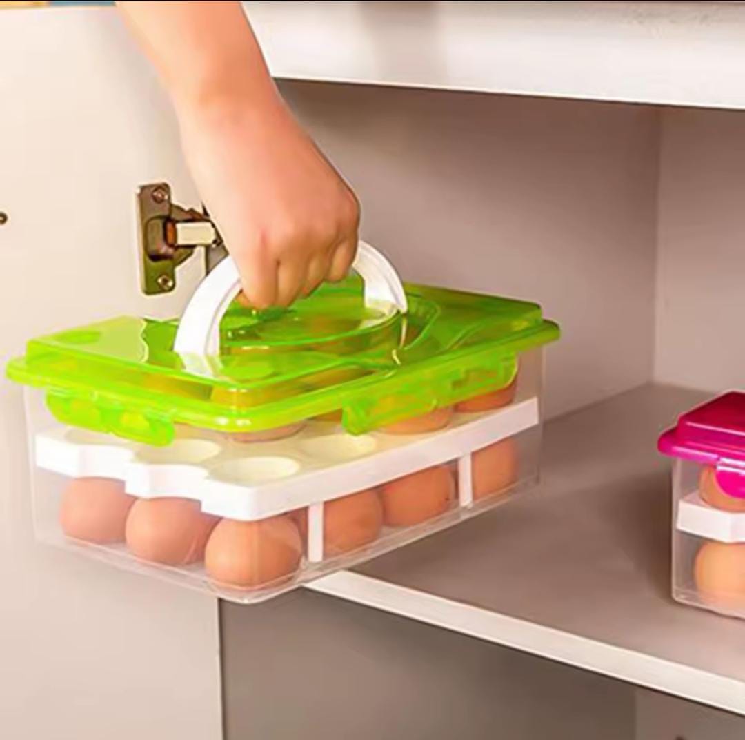 Egg Tray – Holds 32 Eggs, Durable Plastic Egg Holder, , Stackable, Lightweight, Easy to Clean, Space-Saving Design, Ideal for Kitchen Storage, Refrigerators, or Pantry Organization