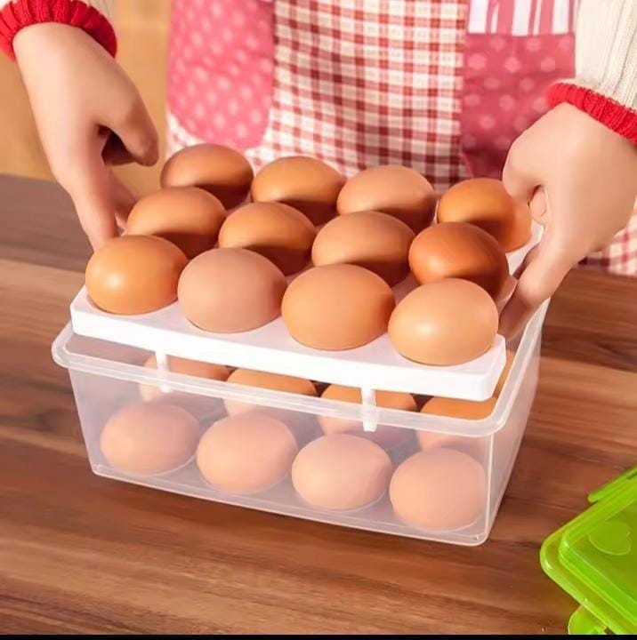 Egg Tray – Holds 32 Eggs, Durable Plastic Egg Holder, , Stackable, Lightweight, Easy to Clean, Space-Saving Design, Ideal for Kitchen Storage, Refrigerators, or Pantry Organization
