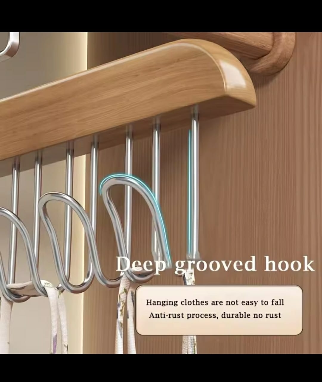 14-Hook Wooden Wardrobe / Closet Hanger Brown Durable Space-Saving Wall-Mounted Organizer for Jackets Coats Bags Scarves Towels Modern Functional Home Storage Practical Stylish