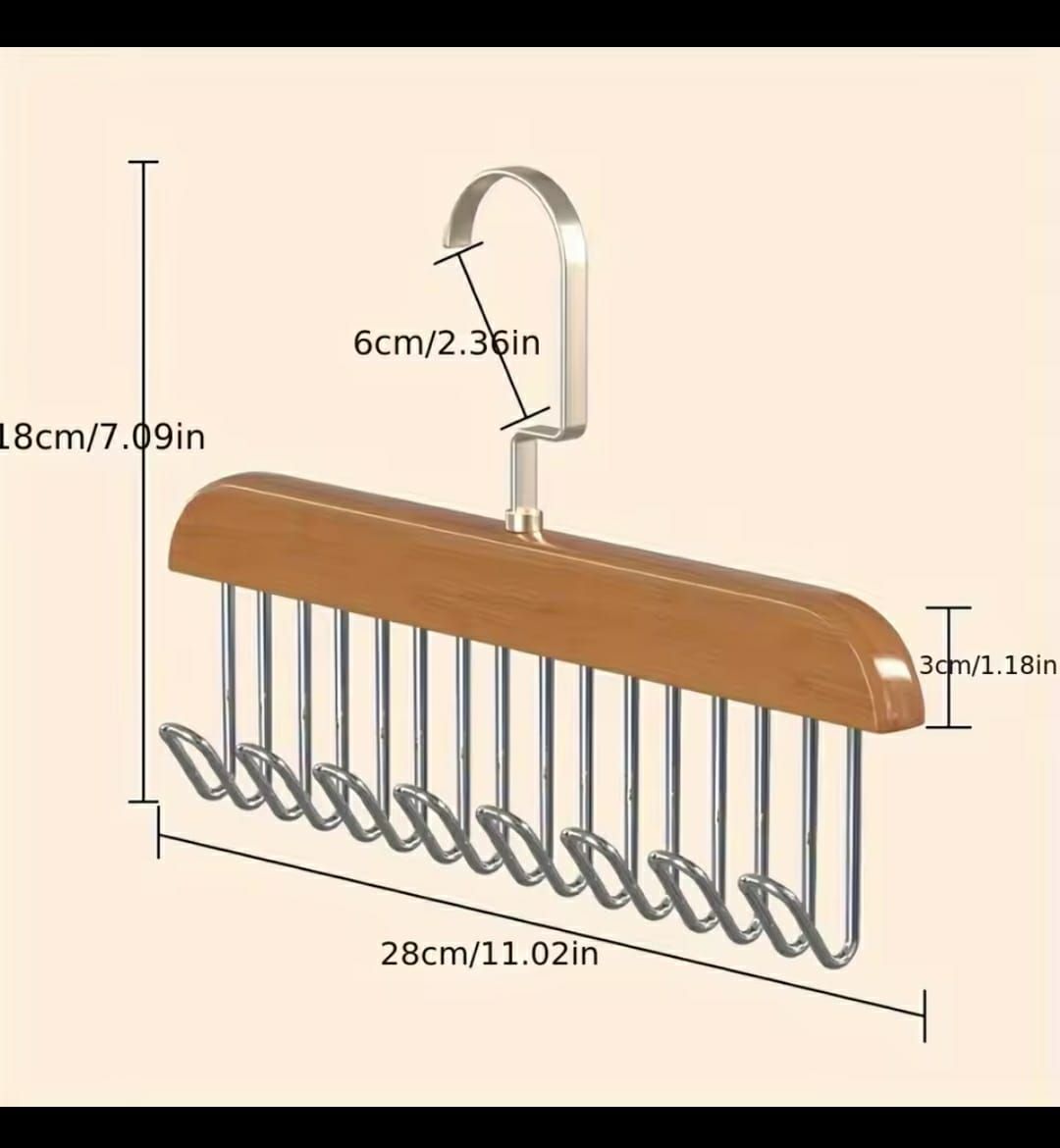 14-Hook Wooden Wardrobe / Closet Hanger Brown Durable Space-Saving Wall-Mounted Organizer for Jackets Coats Bags Scarves Towels Modern Functional Home Storage Practical Stylish