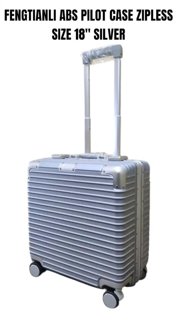 1PC FengTianLi ABS Pilot Case Zipless 18” Silver Travel Bag, Lightweight Durable, Smooth Carry Handle, Stylish Security Case, Perfect for Business, Office, Documents, Laptop, Travel, Available Now