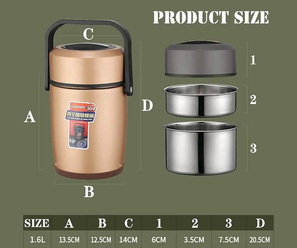 🔥🔥 Stainless Steel Vacuum Thermal Lunch Box Food Jar Food flask, food  Warmer Container With the Handle 1.7L, keeps hot for 8-12 hours