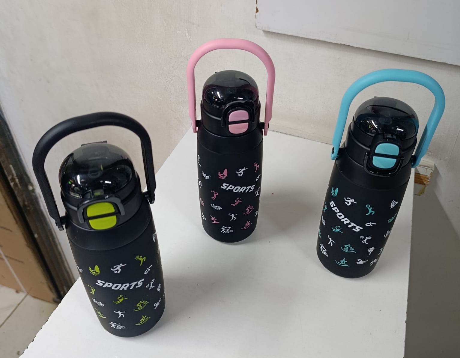 👌🔥 black sports water bottle, twin open top bottle, quality black water bottle with handle