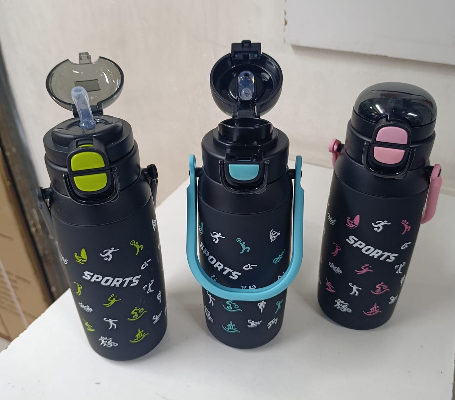 👌🔥 black sports water bottle, twin open top bottle, quality black water bottle with handle