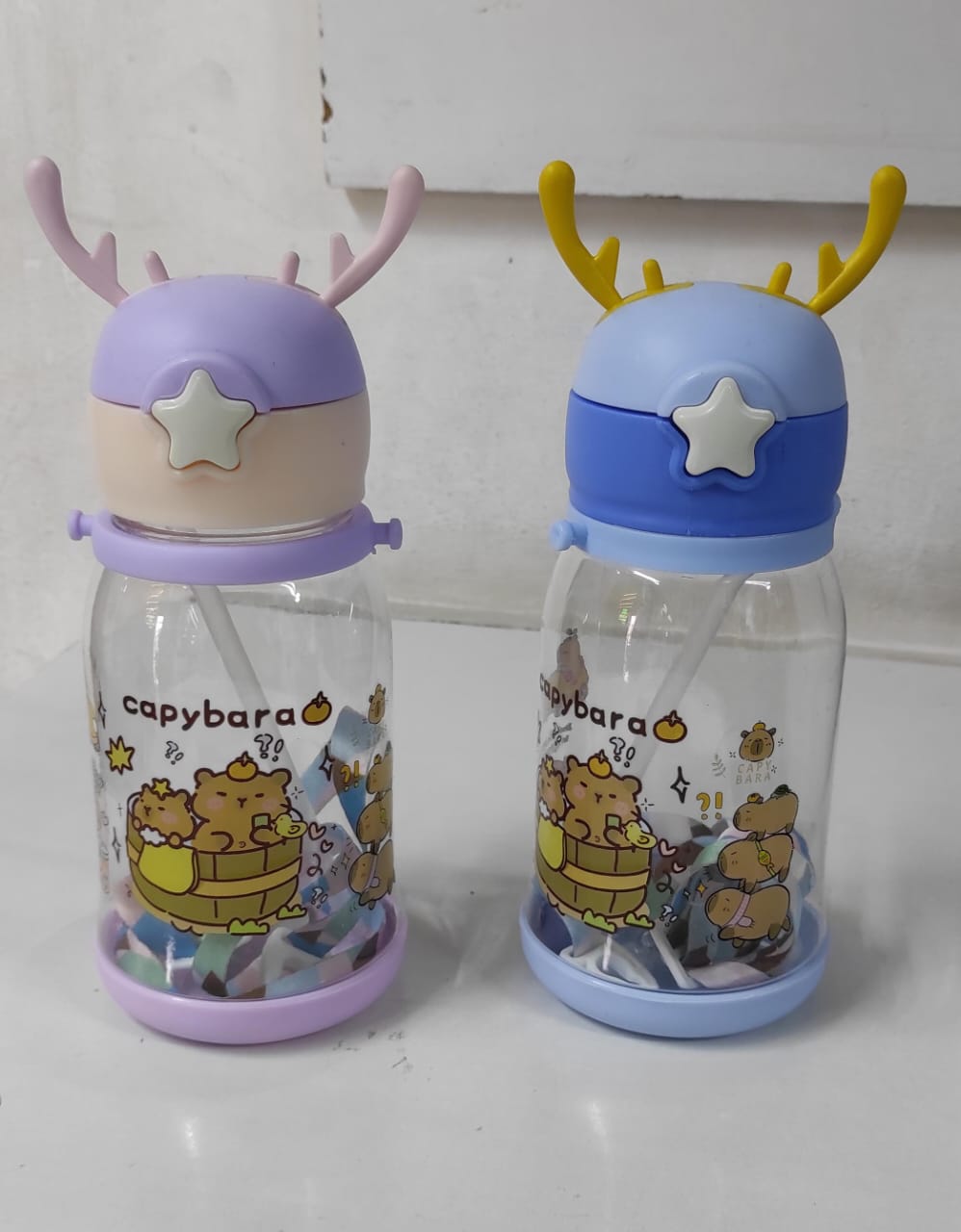 🔥😍Kids' water bottles ,Children's cute cartoon strap water bottles ,Plastic sipper bottles