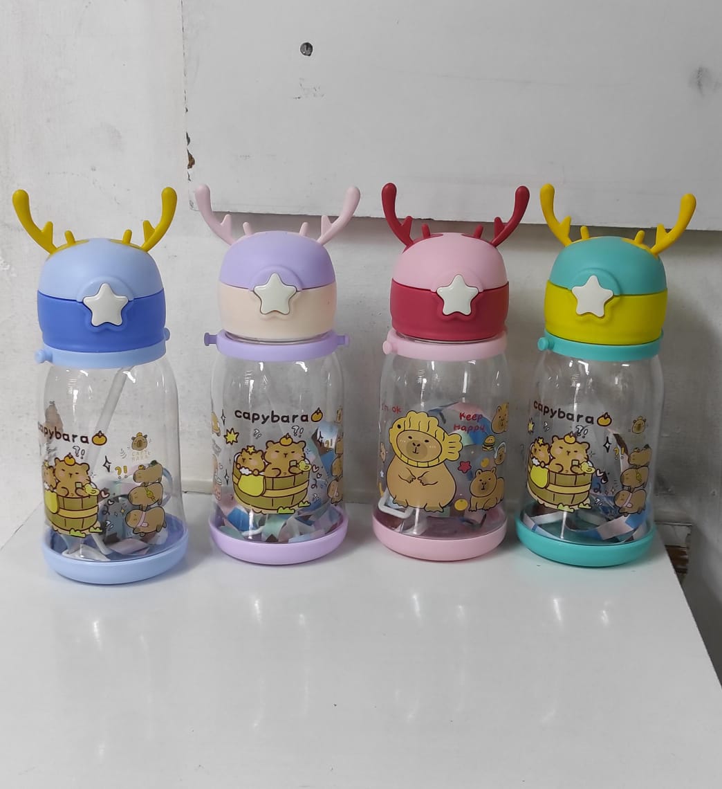 🔥😍Kids' water bottles ,Children's cute cartoon strap water bottles ,Plastic sipper bottles