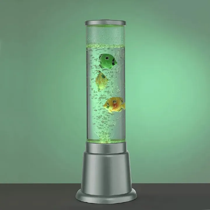 🔥🔥LED Water bubble Aquarium Column 38cm Bubble fish tank, tall water tower, artificial fish tank, electric aquarium, Colour Changing 5 Fish Lava Lamp Mini Decorative Column