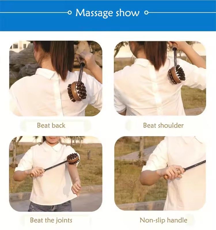 🔥👌Handheld Meridian Hammer Massager Back Massage Hammer Foot Relaxation Massager Double Head Percussion Massager