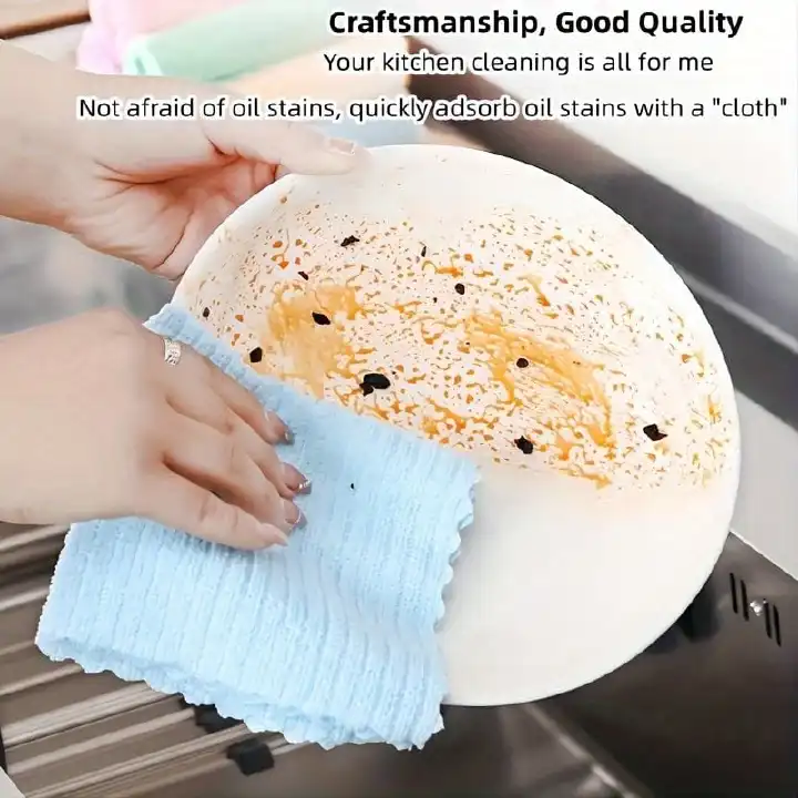 🔥🔥 Household Cleaning plaid Coral Dishwashing Cloth, Kitchen Specific Absorbent Cloth, Non Hair Shedding, Wipe Tablecloths, For Cleaning Glass, Cooking Bench, Pot, Bowl, Water Tap, Lampblack Machin