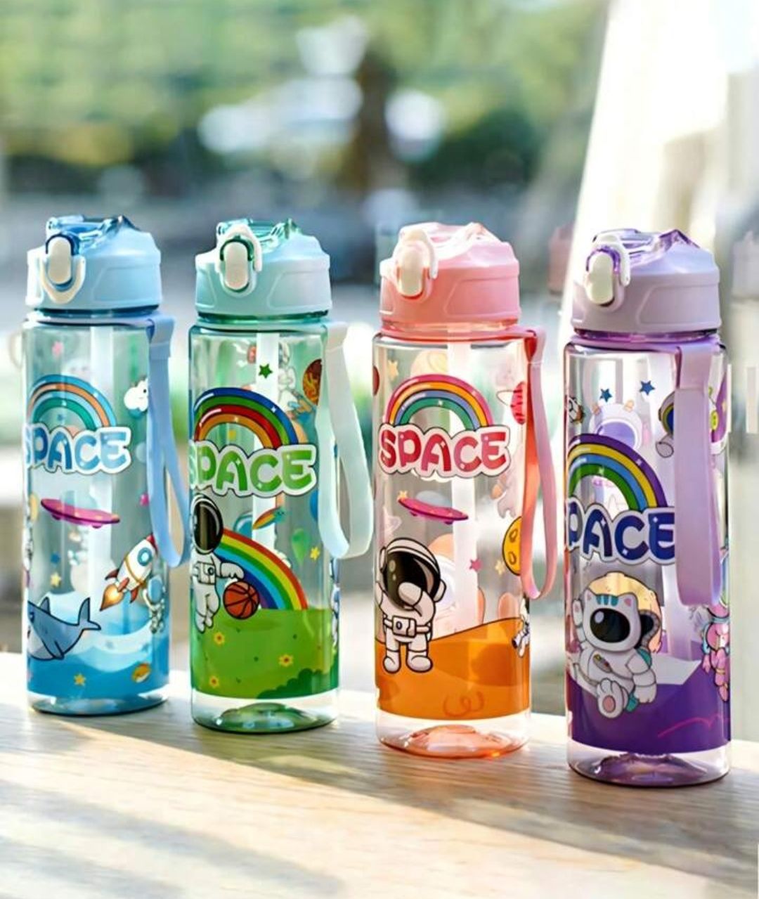🔥🔥🔥Cute kids Water Bottle with Straw, Cute Kids Non-spill Water Bottle With Straw, Polycarbonate Lightweight water bottles.