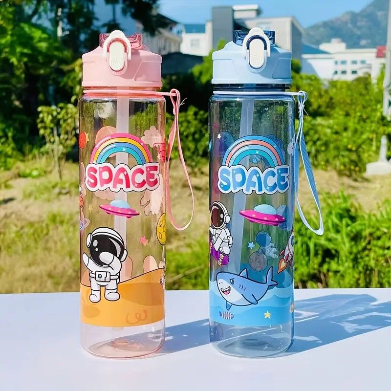 🔥🔥🔥Cute kids Water Bottle with Straw, Cute Kids Non-spill Water Bottle With Straw, Polycarbonate Lightweight water bottles.