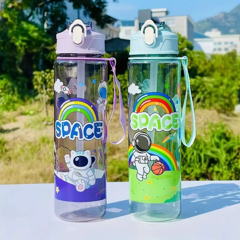 🔥🔥🔥Cute kids Water Bottle with Straw, Cute Kids Non-spill Water Bottle With Straw, Polycarbonate Lightweight water bottles.