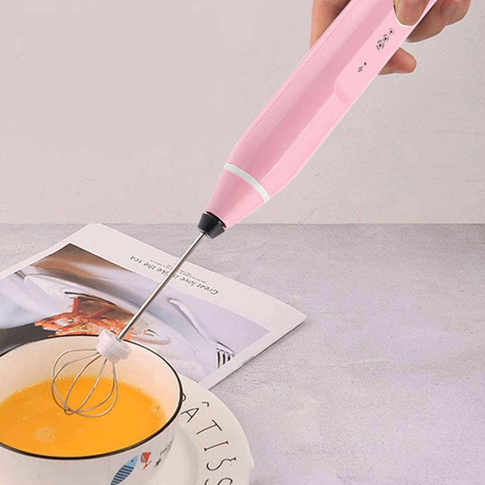 Electric Milk Frother, Rechargeable hand-Held Electric Milk Frother 3 Adjustable USB Charging Can Be Used forBulletproof Coffee Protein Drinks Matcha Coffee Whisk