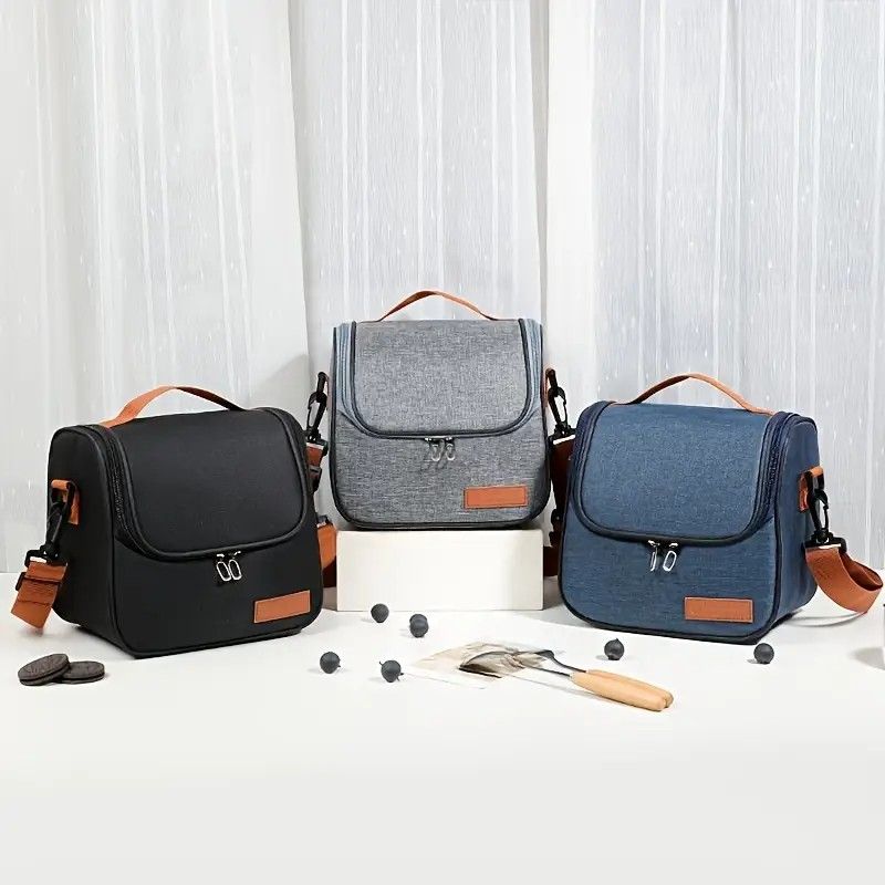 🔥Large Capacity Classic & chic Insulated Lunch Bag with Thick Aluminum Foil, Durable Oxford Cloth, Adjustable Shoulder Straps - Keep Food Chilled or Fresh, Multiple Compartments for Daily Use