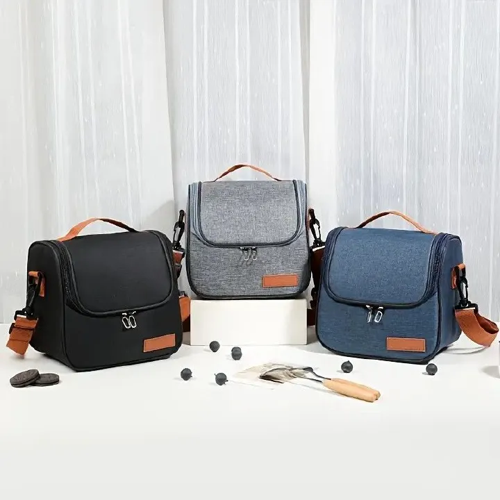 🔥Large Capacity Classic & chic Insulated Lunch Bag with Thick Aluminum Foil, Durable Oxford Cloth, Adjustable Shoulder Straps - Keep Food Chilled or Fresh, Multiple Compartments for Daily Use