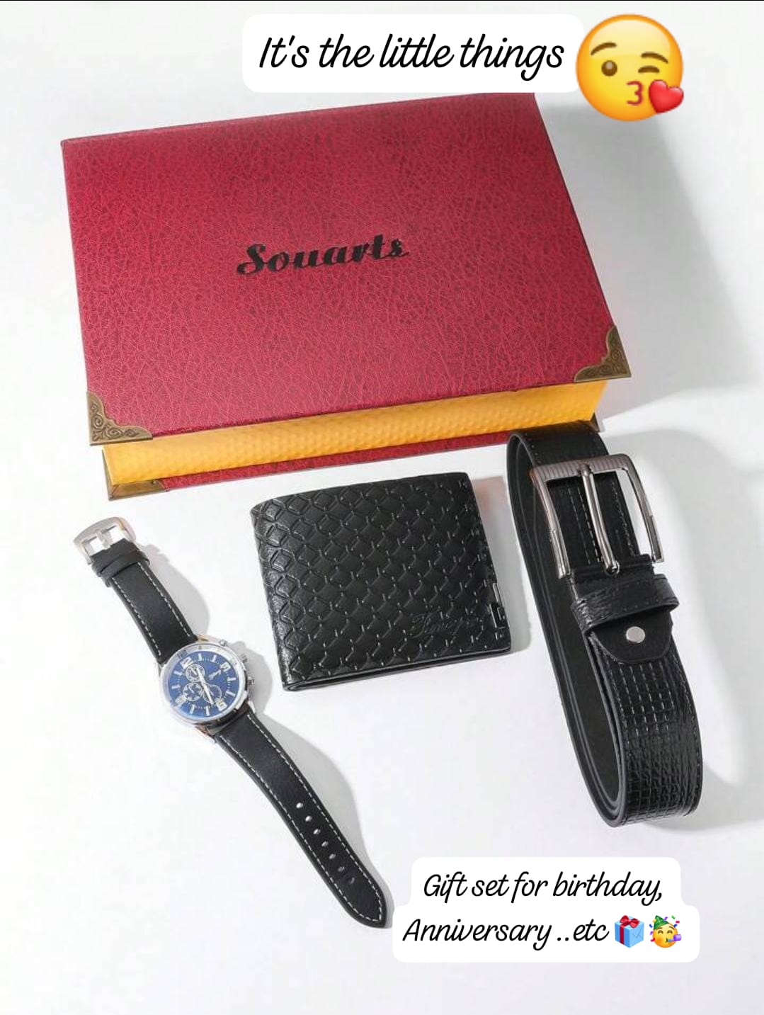 🔥🔥Mens/ fathers Day Gifts,graduation gifts,birthday gifts, anniversary gift,sons day giftetx , Mens Gift Set for Birthday Gifts includes: Artificial Leather  belt , watch and wallet.