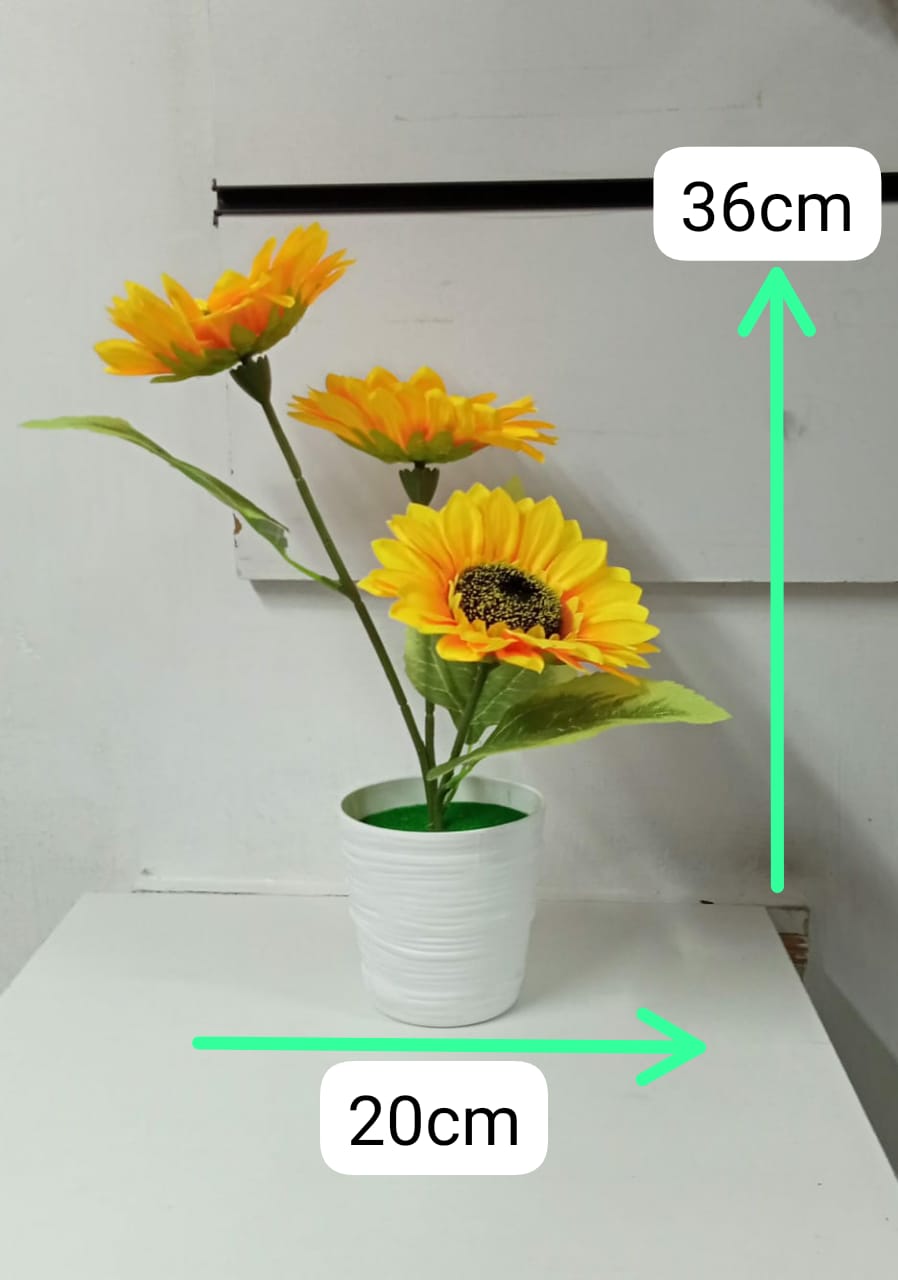 🔥Sunflower Artificial Flowers Pots, Table Centerpieces for Dining Room, Sunflower Decor, Summer Decor Yellow Fake Flower in Pots, for Home Bathroom Kitchen.