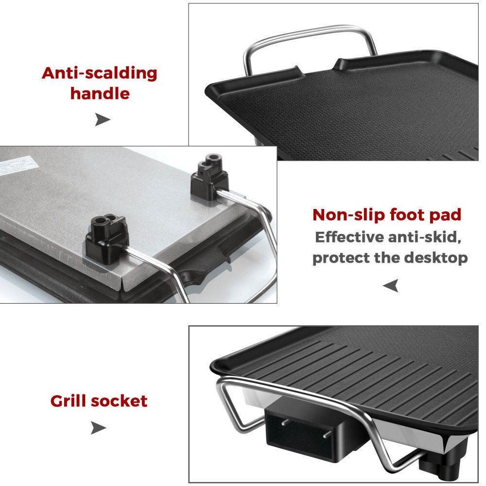 🔥🔥ELECTRIC BBQ GRILL PAN, Baking Grill Tray, Non-Stick Rectangular Multifunctional Household Surface Hot Plate, Kitchen Griddle Barbecue Machine Smokeless, Nyama choma electric grill pan