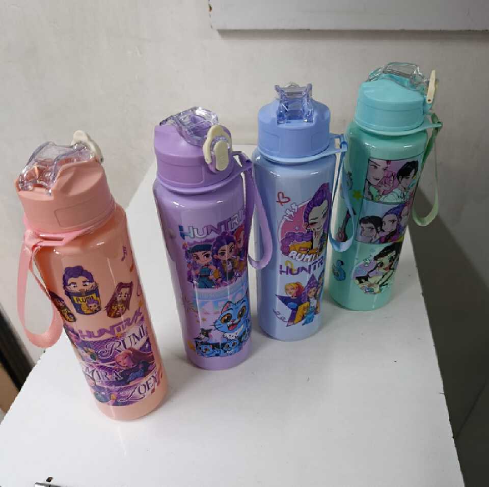🔥🔥K-Pop Rumi, Zoey & Mira,  Cute Design Leakproof unbreakable Outdoor School kids  Water Bottle, Flip-Top Straw Lid