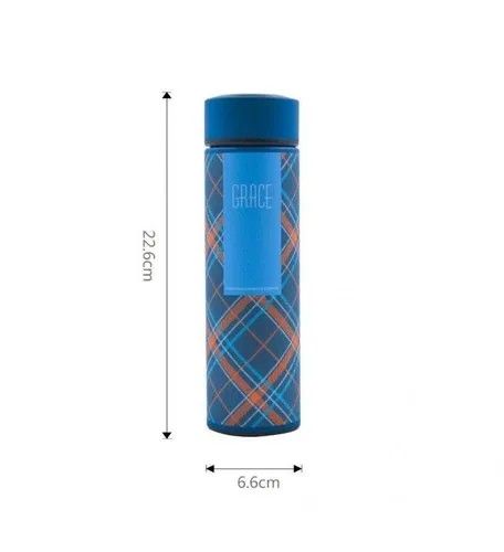 🔥Double Wall Checked LED Vacuum Flask Insulated Thermos Travel Water, travel tea hot water vacuum flask, Bottle 500 ml - Stainless Steel Fruit Infuser with Strainer