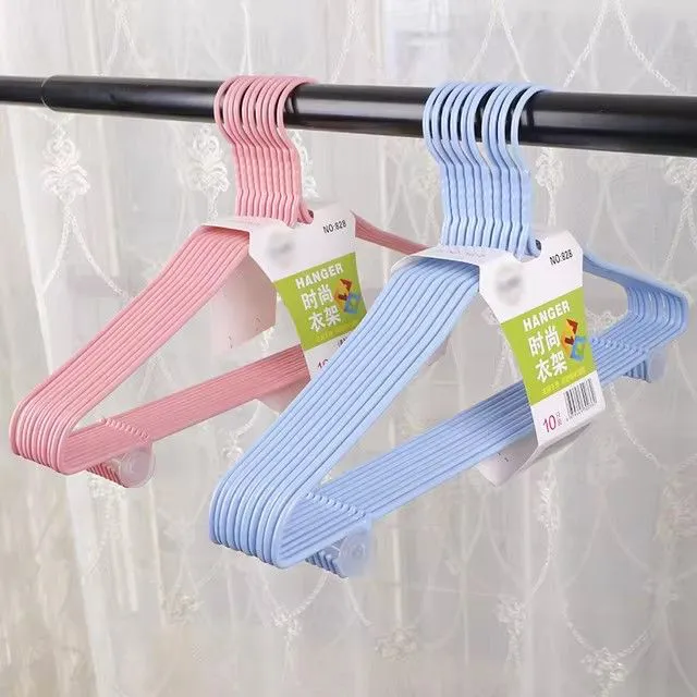 🔥🔥10pcs/Simple Steel with plastic coat Hanger with hooks hanger, Adult steel coated Drying hook Hanger, Trouser Rack Dry and wet daily hook hanger