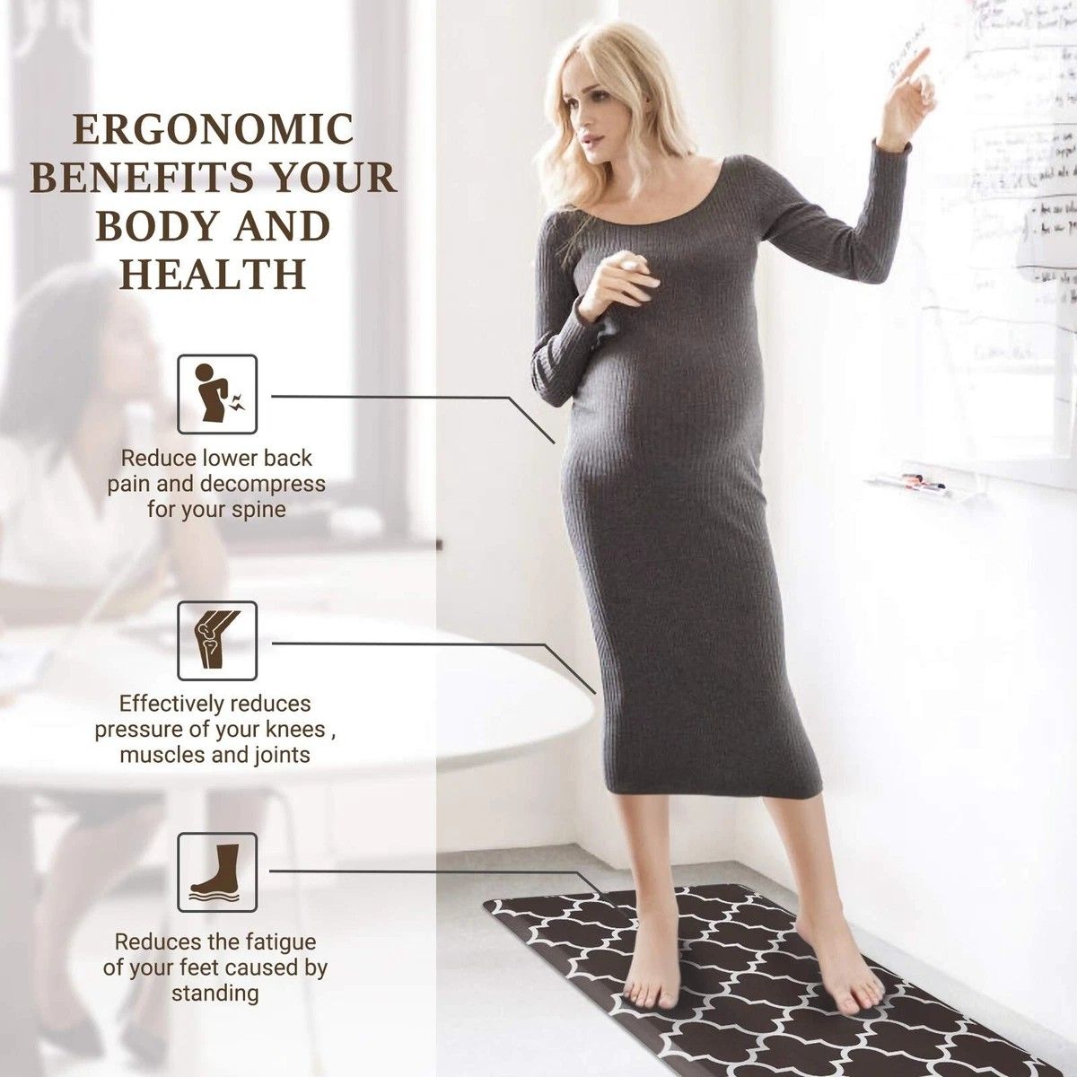 🔥🔥Cushioned Anti-Fatigue Kitchen Rug Mat , Non Slip Waterproof , Heavy Duty Rubber Ergonomic Comfort Mat for Kitchen, Floor Home, Office, Sink, Laundry