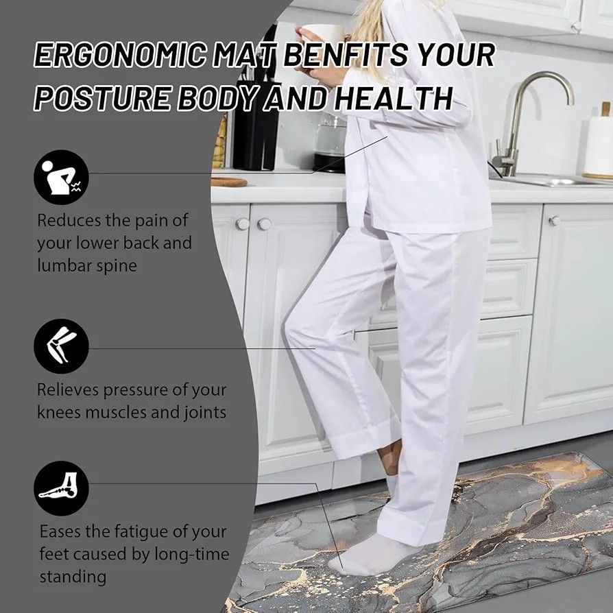 🔥🔥Cushioned Anti-Fatigue Kitchen Rug Mat ,Non Slip Waterproof , Heavy Duty Rubber Ergonomic Comfort Mat for Kitchen, Floor Home, Office, Sink, Laundry