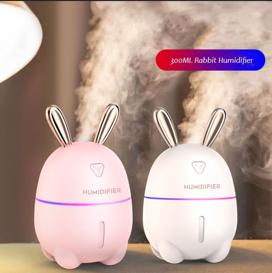 🔥🔥Cute Rabbit  Mini Air Humidifier, USB powered Aroma Essential Oil Diffuser with Colorful Night Light, for Car Air Purifier, Office, home air humidifier, desktop humidifier, bedroom air humidifie.