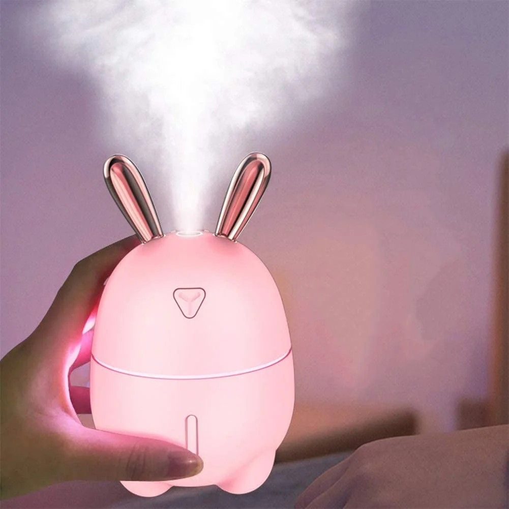 🔥🔥Cute Rabbit  Mini Air Humidifier, USB powered Aroma Essential Oil Diffuser with Colorful Night Light, for Car Air Purifier, Office, home air humidifier, desktop humidifier, bedroom air humidifie.