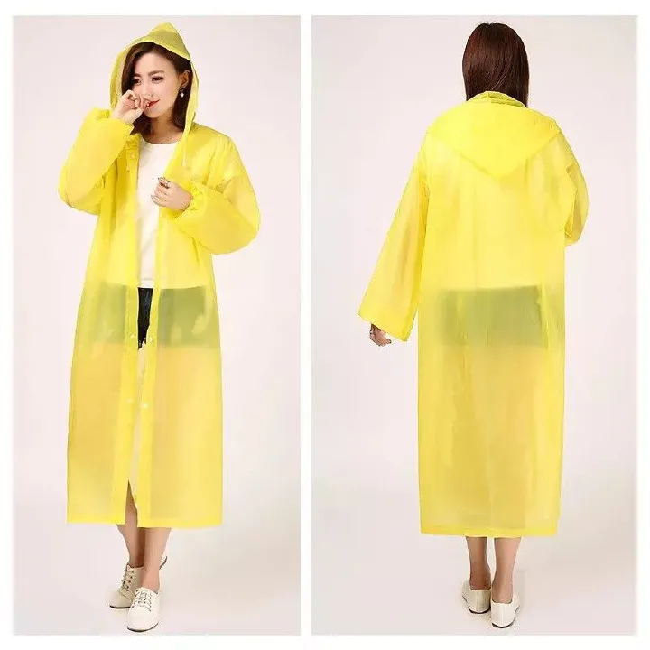 🔥Men and Women Reusable Waterproof Jacket, Button Hooded Raincoat, unisex light weight Rainwear, Rain Coat with Poncho, EVA adult rain coat, long outdoor adult plastic rain coat