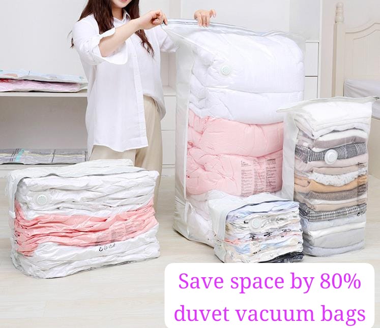 🔥🔥 set No Pump Needed Vacuum Storage Bags for Clothes Blankets Comforters Sweaters Pillows Home Compression Seal Bags Space Saver Bags*